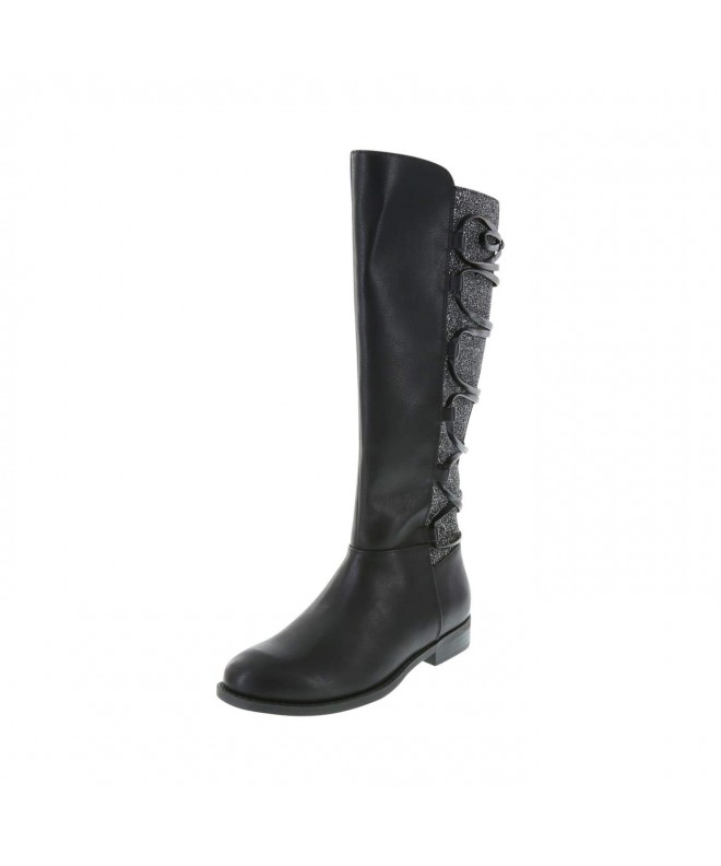 Boots Girls' Joanne Mixed-Media Tall Boot - Black - CH18L2MOH3H $42.29