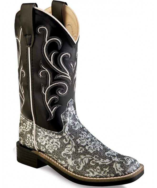 Boots Girls' Western Boot Square Toe - Vb9110 - Black/Charcoal Grey - CB11VZB5K69 $64.48