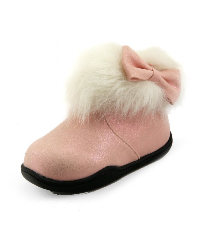 Boots Furry Ankle Boot - Pink Sparkle - CY127N2QNTV $24.15