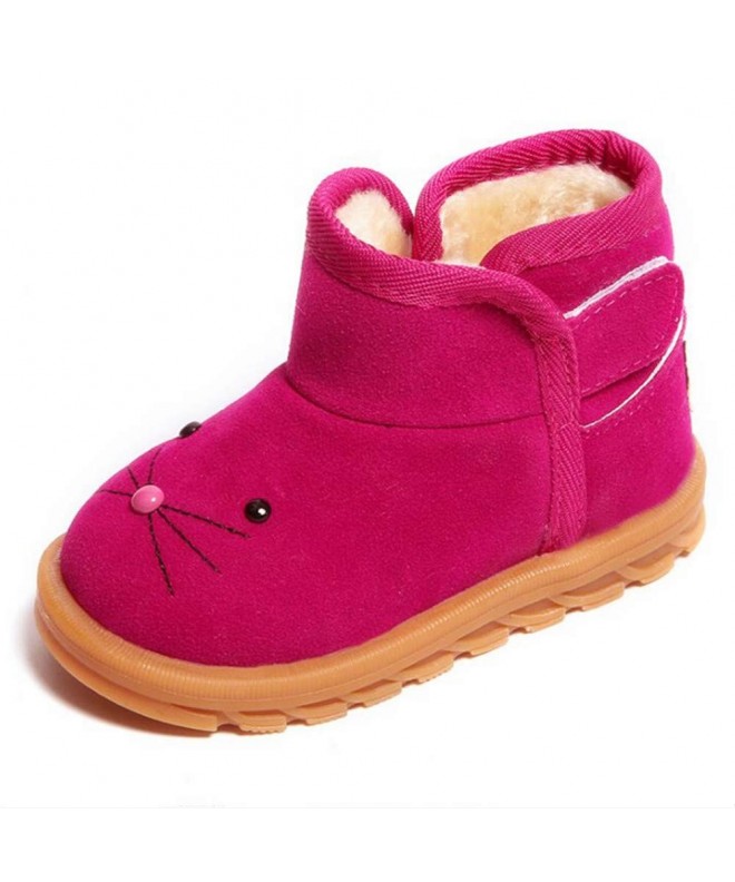 Boots Girl's Warm Winter Cartoon Outdoor Princess Snow Boots House Slippers Flat Shoes(Toddler/Little Kid) - Rose Red - C018K...