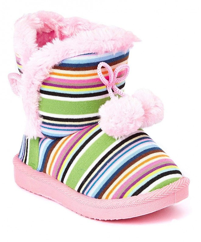 Boots Madness Jr. Girls Warm Winter Boots - Stripe - Pink - CS18K3RRND2 $27.45