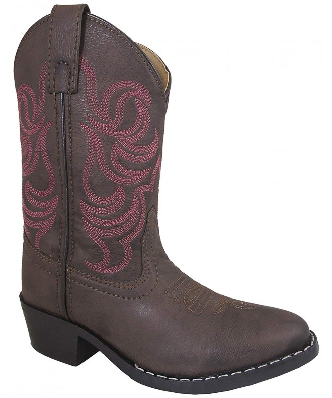 Boots Mountain Girls Brown with Pink Stitch Monterey Western Cowboy Boots Brown 6.5 - CO12HJVIS35 $62.59