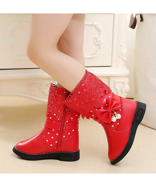 Girls' Cute Side Zipper High-Top Plush Snow Boots Princess Shoes ...