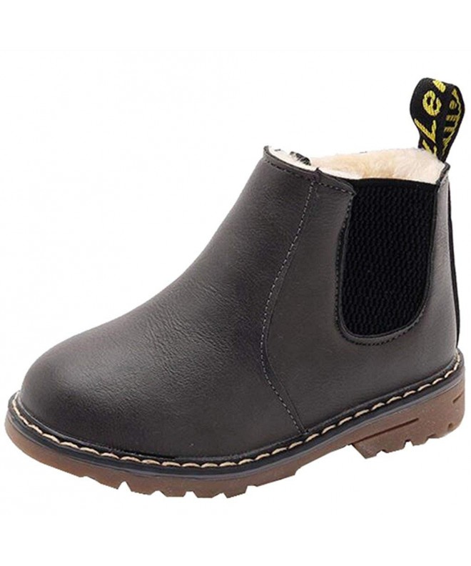 Boots Boy's Girl's Waterproof Side Zipper Short Ankle Winter Snow Boots - Gray(with Fur) - C818KIKWKZ3 $34.30