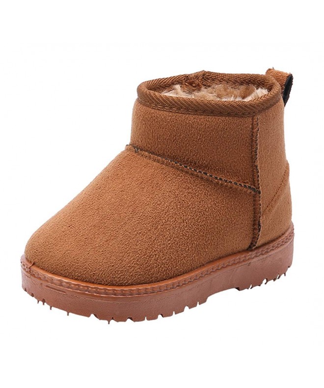 Boots Kids' Boys' Girls' Outdoor Warm Fur Lined Winter Snow Boots Ankle Bootie Toddler Little Kid - Khaki - CN18I4TOW9C $31.35