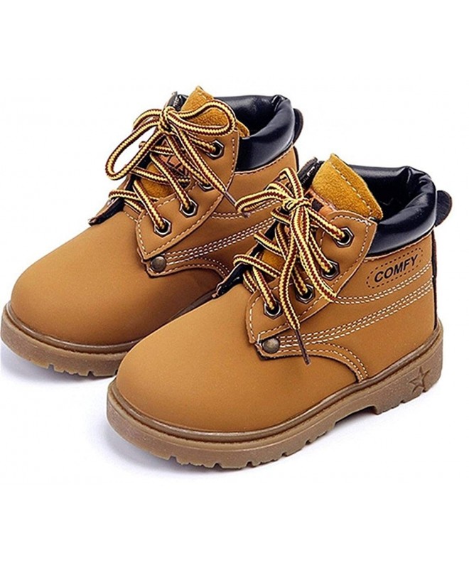 Boots Baby's Boy's Girl's Outdoor Waterproof Lace-up Hiking Ankle Boots (Toddler/Little Kid) - Yellow/Tan - CQ1866L5UHM $34.33