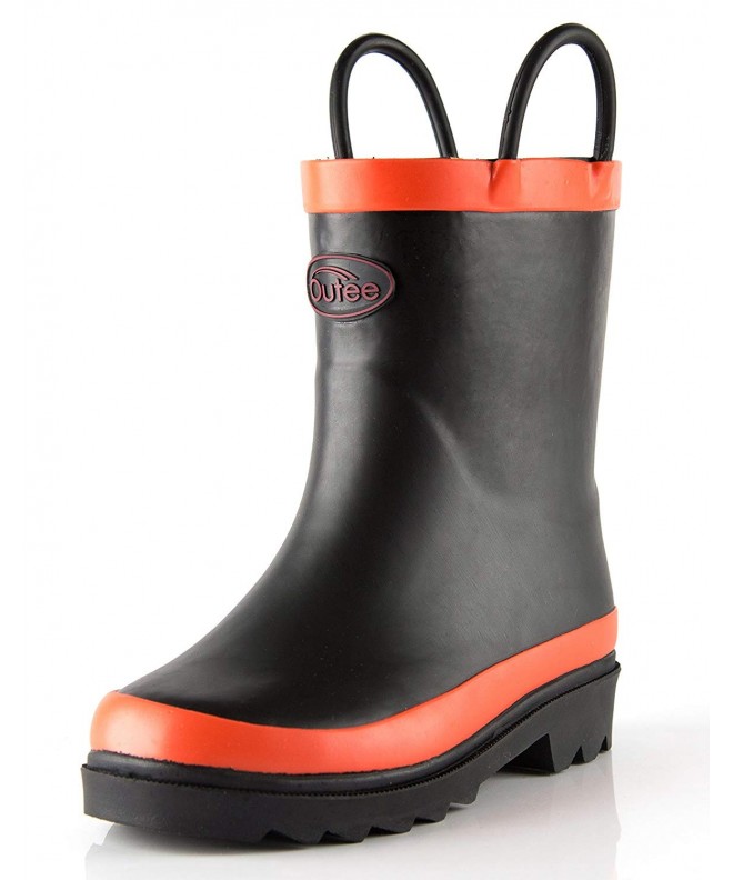 Boots Toddler Kids Solid Rubber Rain Boots Pink - Black - CR18C2SSIOR $39.27
