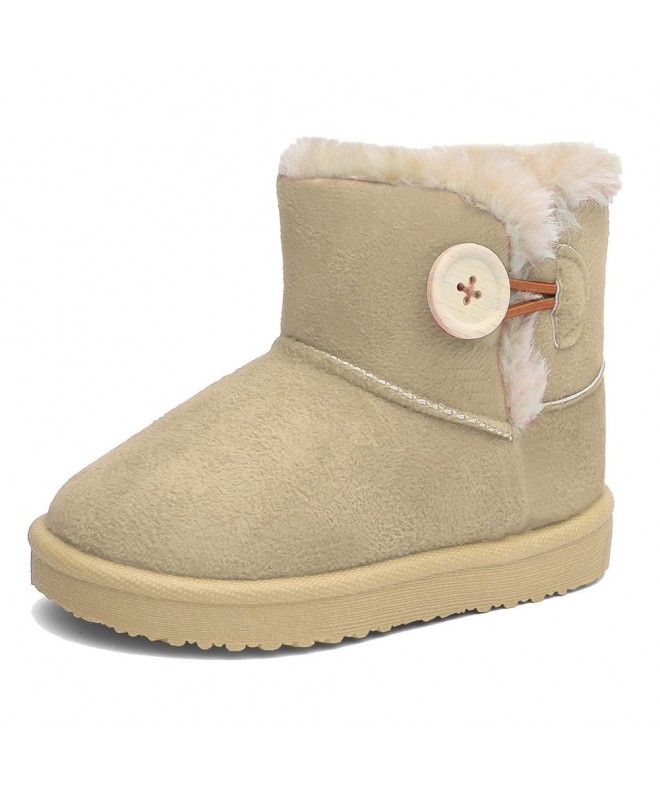 Boots Girl's and Boys Winter Snow Boots Fur Outdoor Slip-on Boots (Toddler/Little Kids).Beige.14 - CV18KAWK0YQ $24.23