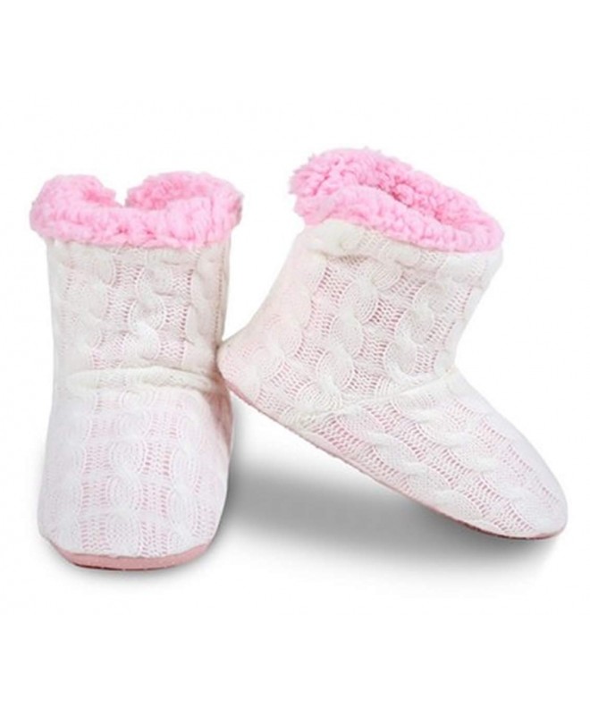 Boots Yelete Kids Cable Knit Slippers House Booties Socks Soft Sherpa Lining Rubber Soles - White - CO18LQTMNSN $27.90