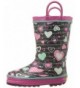 Boots Kids' Waterproof Printed Lined Rain Boot with Easy Pull on Handles - Neon Hearts - CU18D97MCY7 $48.41