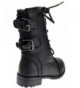 Boots Mango-61Ka Baby Girls Combat Lace Up Boots Black Toddler - Black - C111ONXRKAT $53.26
