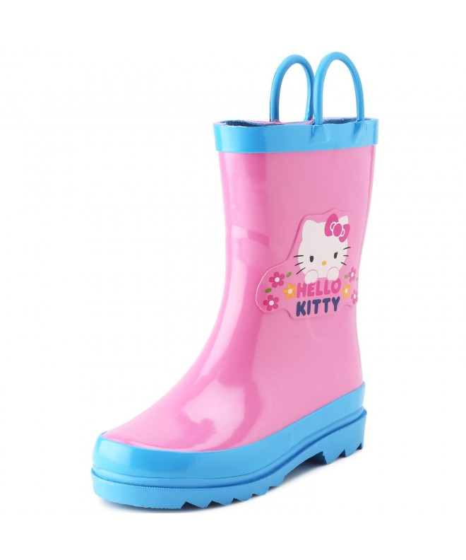 Boots Kids Girls' Hello Kitty Character Printed Waterproof Easy-On Rubber Rain Boots (Toddler/Little Kids) - CY11CMT39QL $47.38