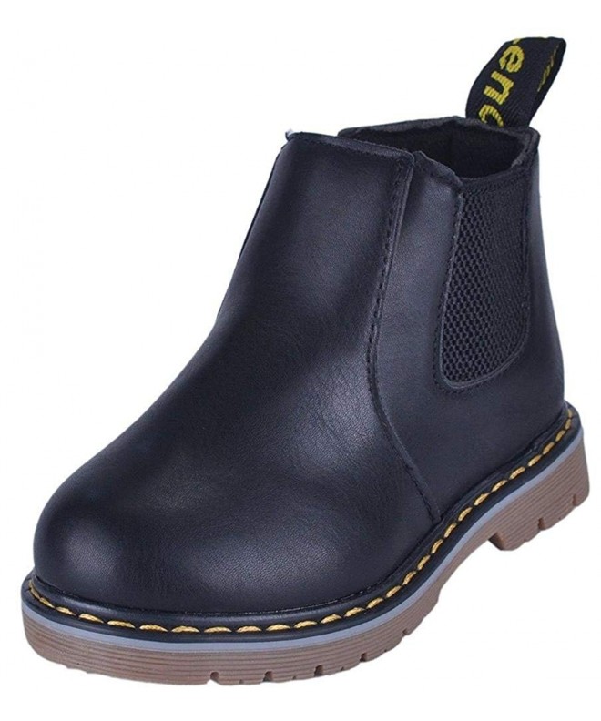 Boots Boys' Girls' Cute Round Toe Side Zipper Ankle Boots Snow Boots (Toddler/Little Kid/Big Kid) - Black - CG18HUKD0G4 $30.15