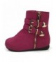 Boots Girl's Double Strap High Top Fashion Ankle Bootie Buckle Detail Zipper Closure - Fuchsia - CM18775D4D9 $20.09