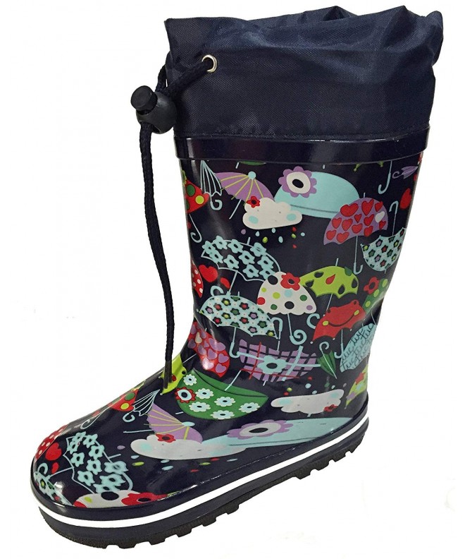 Boots Toddler and Youth Girls Blue Umbrella Design Rain Boot Snow Boot with w/Tie and Lining - C412BW6AVIR $25.65