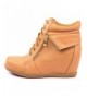 Boots Girls Peter30k Kids Fashion Leatherette Lace-Up High Top Wedge Sneaker Bootie-Tan-1 - CH11T55TFLN $44.65