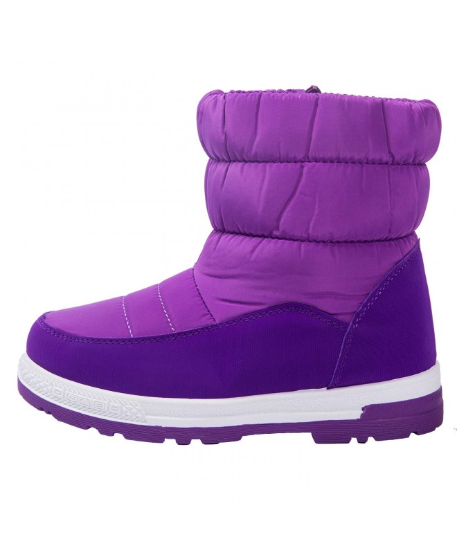 Boots Boys Girls Little Kids/Big Kids Winter Snow Boots Outdoor Waterproof - Purple - CI18IK6IWO8 $57.92