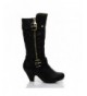 Boots Link Elvina22k Pauline-39 Childrens Girl Low Heel Quilted Knee High Riding Boots-Black Pu-1 - C311Q3YQE1X $58.70