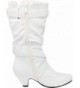 Boots Girls' Closed Toe Slouch Crisscross Strappy Low Heel Mid-Calf Boot (Toddler/Little Kid/Big Kid) - White Pu - CN18G4D2C9...