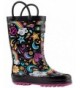 Boots Kids Rain Boots with Easy-on Handles - Peace - Love & Rainbows - 5T US Toddler - CB184IEI56Y $34.49