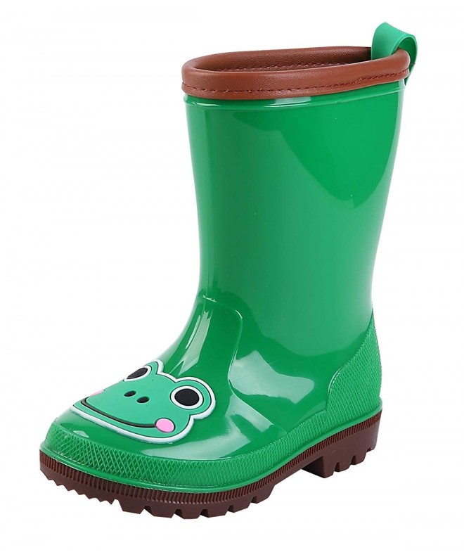 Boots Kids Waterproof Anti-skid Rain Boots Cartoon Animal Pattern Rain Shoes - Green-frog - CW18K6TZAKE $46.95