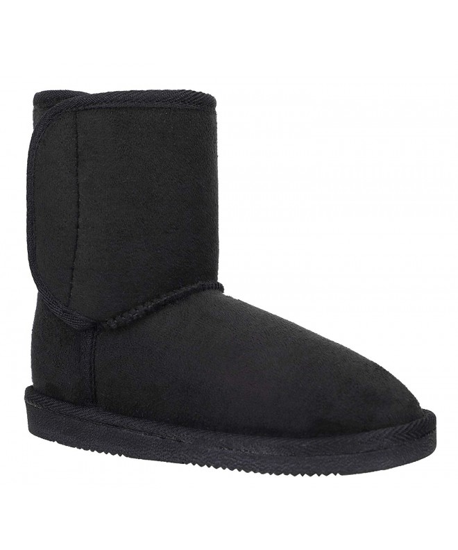 Boots Toddlers Winter Suede Shoes with Faux Fur Linning Boys/Girls Snow Boots - 7993_black - CI1892H9DN7 $56.88