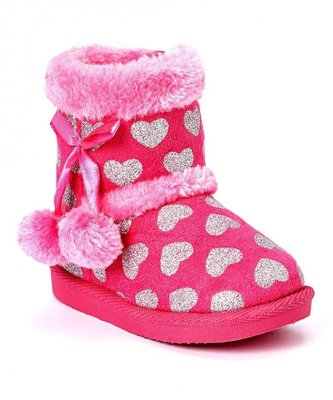 Boots Madness Jr. Girls Warm Winter Boots - Hearts - Fuchsia - C5186DWI0YE $27.31
