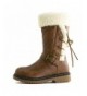 Boots Girls Fur Faux Leather Lace Up Winter Boots (Toddler/Little Kid/Big Kid) - Tan - CP18LCZZ3IA $40.95