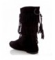 Boots Girl's Slip-On Three-Layer Fringe Boot with Beaded Tassels - Black - C0187S0YLXO $33.55