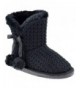 Boots Little Girls Pull On Knitted Pom Pom Mid Calf Shearling Boots - Black - CZ18K2YWKD8 $43.36