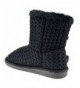 Boots Little Girls Pull On Knitted Pom Pom Mid Calf Shearling Boots - Black - CZ18K2YWKD8 $43.36