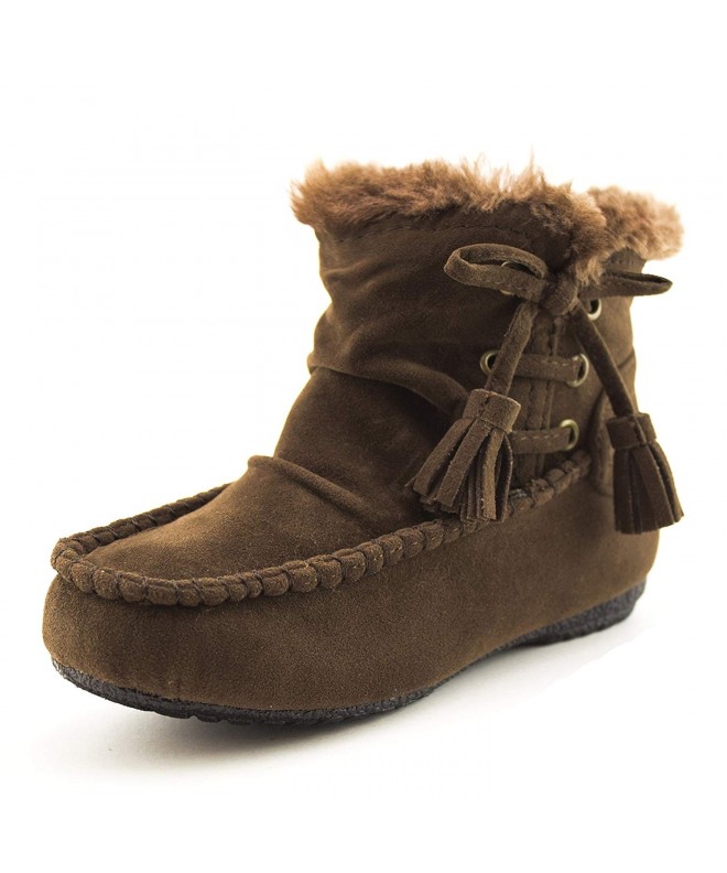 Boots Girls Faux Suede Fur Insulation Size Zipper Ankle Booties (Toddler/Little Kid) - Brown - C418K3T72A8 $41.30
