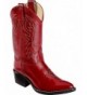 Boots Youth Calfskin Cowboy Boot Pointed Toe Red - CZ11VKDV2H3 $80.54