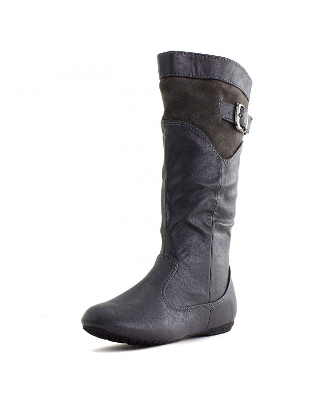 Boots Girls Faux Leather Long Closure Boots (Toddler/Little Kid) - Dk Grey - C2187GDWICN $41.97