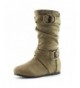 Boots Girls Double Buckle Side Zipper Faux Suede Slouch Boots (Toddler/Little Kid/Big Kid) - Taupe - C718LDS7GS4 $44.93