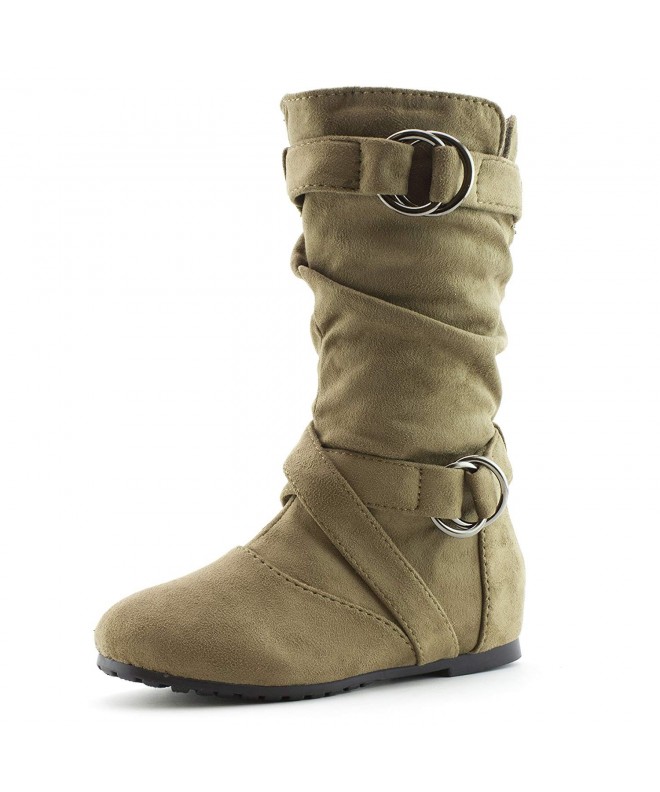 Boots Girls Double Buckle Side Zipper Faux Suede Slouch Boots (Toddler/Little Kid/Big Kid) - Taupe - C718LDS7GS4 $45.50