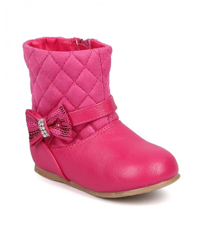 Boots Quilted Mixed Media Sequin Bow Riding Boot (Infant/Toddler Girl) DB70 - Fuchsia - CJ126OS3V8B $37.07