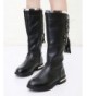 Boots Girls' Fashion Zipper Plush Knee High Snow Boots Princess Shoes (Toddler/Little Kid/Big Kid) - Black - CA18K4DZ6MT $40.73