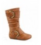 Boots Data-85k Girl's Kid's Cute Zipper Buckle Flat Heel Mid Calf Slouchy Shoes Boots - Tan - CN188KILDDD $36.64