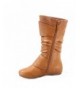 Boots Data-85k Girl's Kid's Cute Zipper Buckle Flat Heel Mid Calf Slouchy Shoes Boots - Tan - CN188KILDDD $36.64