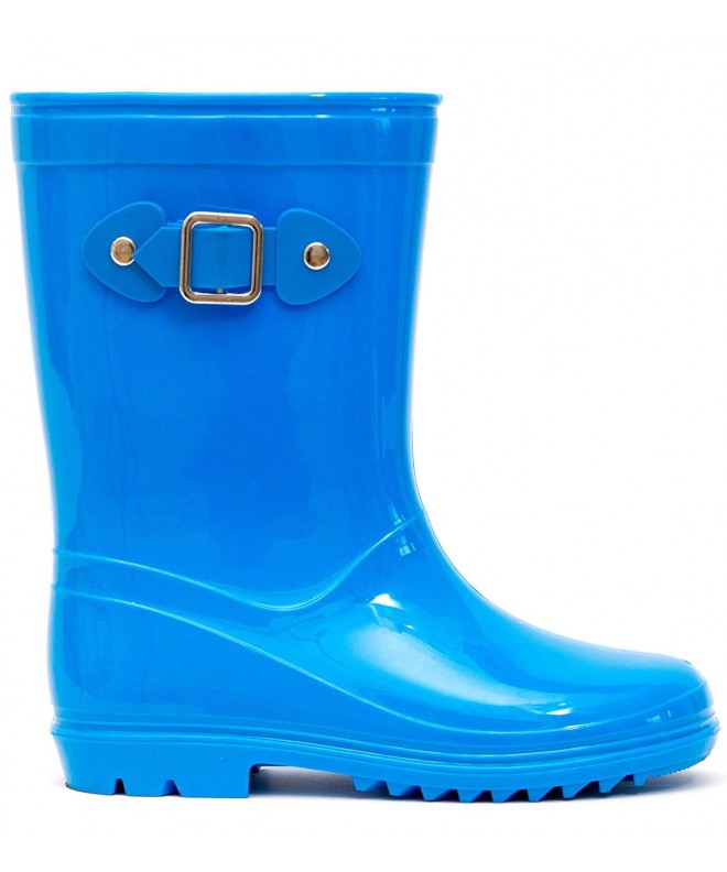Boots Toddler Kids Rain Boots Solid Color with Buckle - Blue - CP18GZH9LCW $31.95