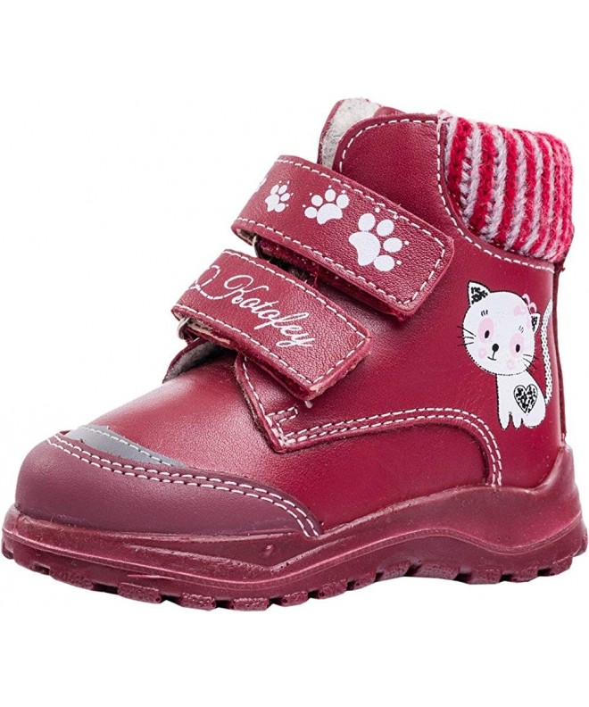 Boots Girls Red Boots 152142-31 Genuine Leather Shoes with Wool Lining and Wool Insole - C118GSDY9WX $90.46