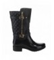 Boots Little Girls Rainy-6K Quilted Buckle Zipper Rain Boots - Black - CH186Z2TL85 $32.15
