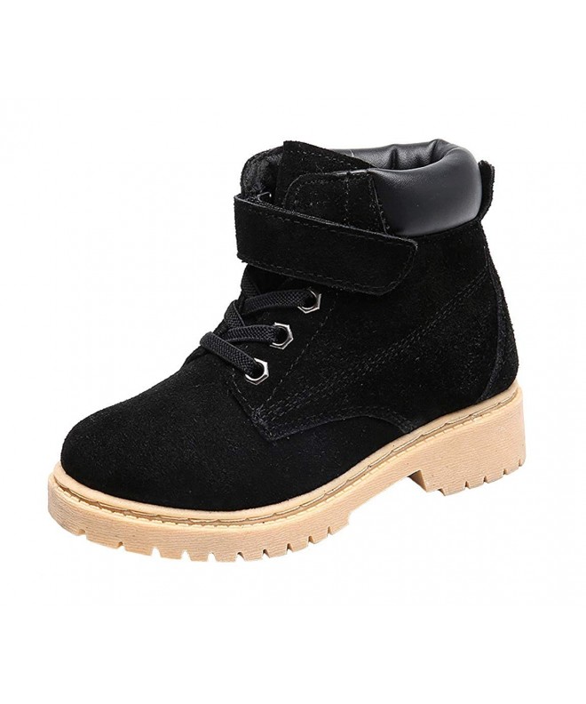 Boots Kids' Boys' Girls' Fashion Suede Mid Top Ankle Bootie Snow Boots (Toddler/Little Kid/Big Kid) - Black With Fur - CD18HS...