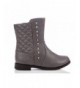 Boots Girl's Cozy Quilted Studded Mid-Calf Boot - Grey - CM187RML57K $31.86