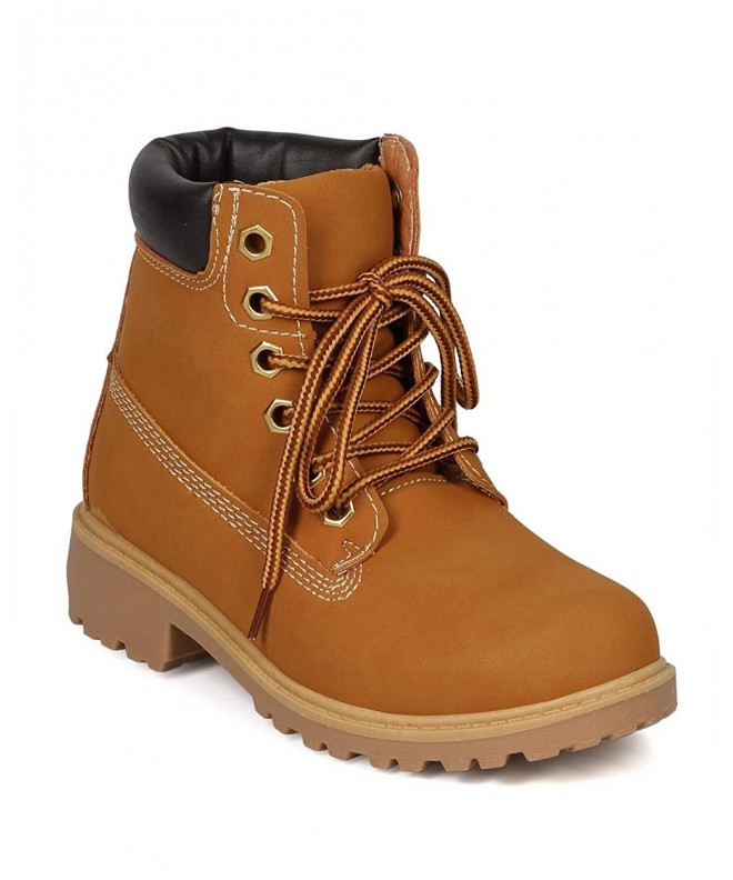 Boots Leatherette Two Tone Padded Collar Hard Toe Boot (Toddler/Little Girl/Big Girl) CE72 - Wheat/Brown - CI11ZE13W2Z $42.42