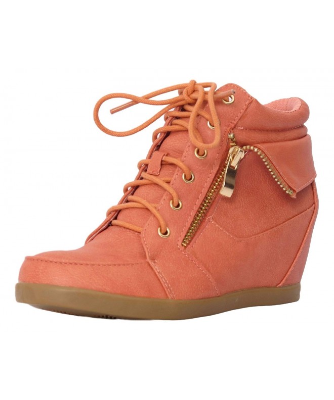 Boots Peter Kids Lace-up High Top Hidden Wedge Sneakers Coral 9 M US Toddler - C911ODHH30D $28.04