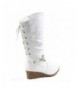 Boots Pure-60k Youth Girl's Cute Buckle Zipper Low Wedge Slouch Boot Shoes - White - CZ186AGYNAH $35.61