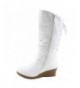 Boots Pure-60k Youth Girl's Cute Buckle Zipper Low Wedge Slouch Boot Shoes - White - CZ186AGYNAH $35.61