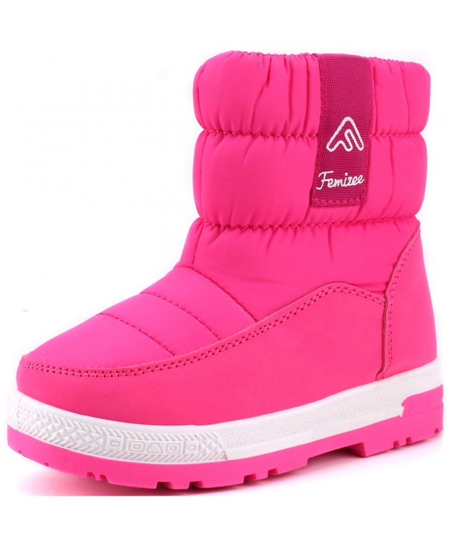 Boots Toddler Snow Boots for Boys Girls Winter Outdoor Waterproof Fur Lined Kids Booties - T-hot Pink - CZ18K3U50AS $40.03